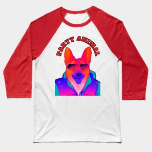 Party Animal Police K9 Dog Synthwave Retro Baseball T-Shirt